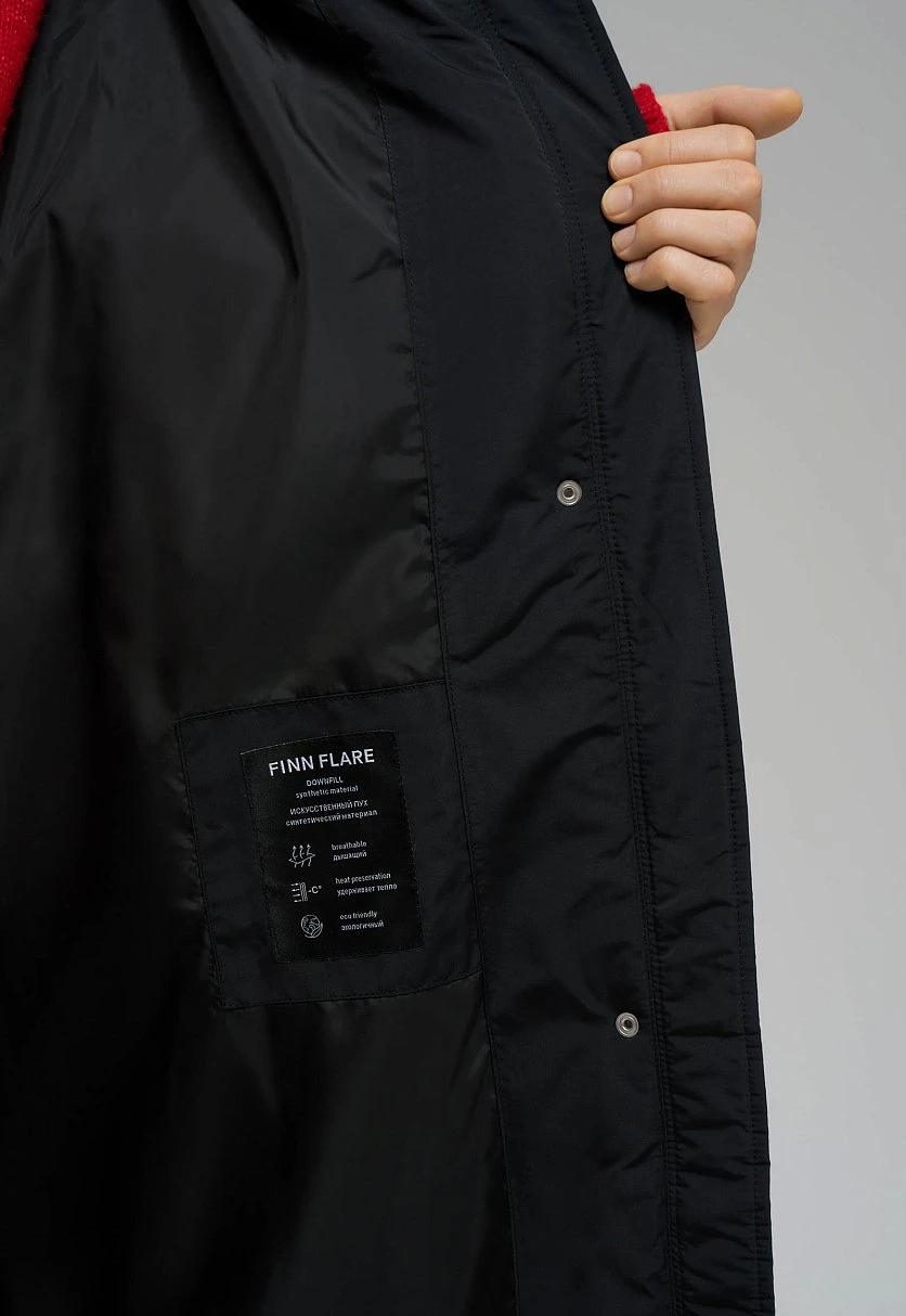 Утепленное пальто с капюшоном и воротником-стойкой, Модель FWE11000, Фото №9