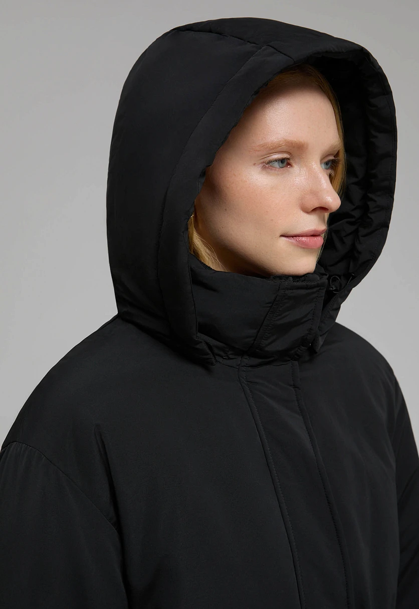 Пуховое пальто с поясом и капюшоном, Модель FWE11003, Фото №6