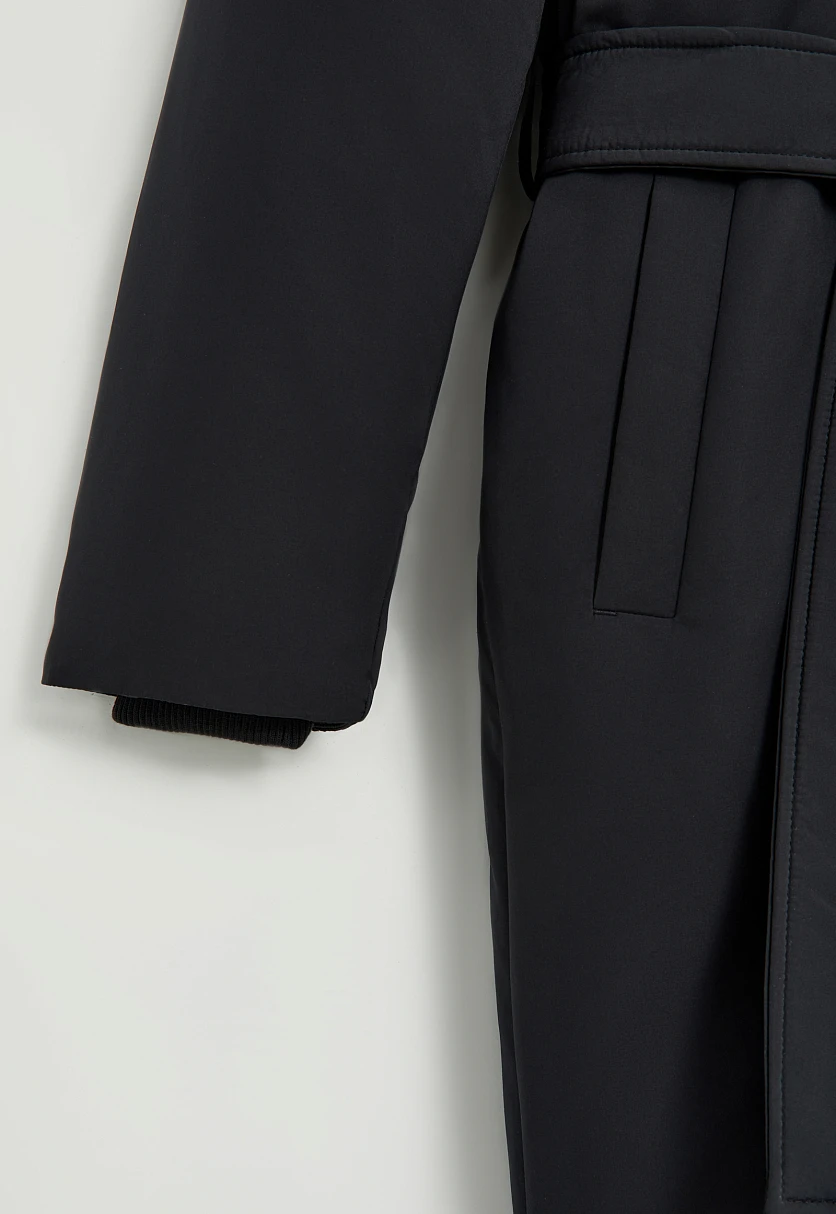 Пуховое пальто с поясом и капюшоном, Модель FWE11003, Фото №8