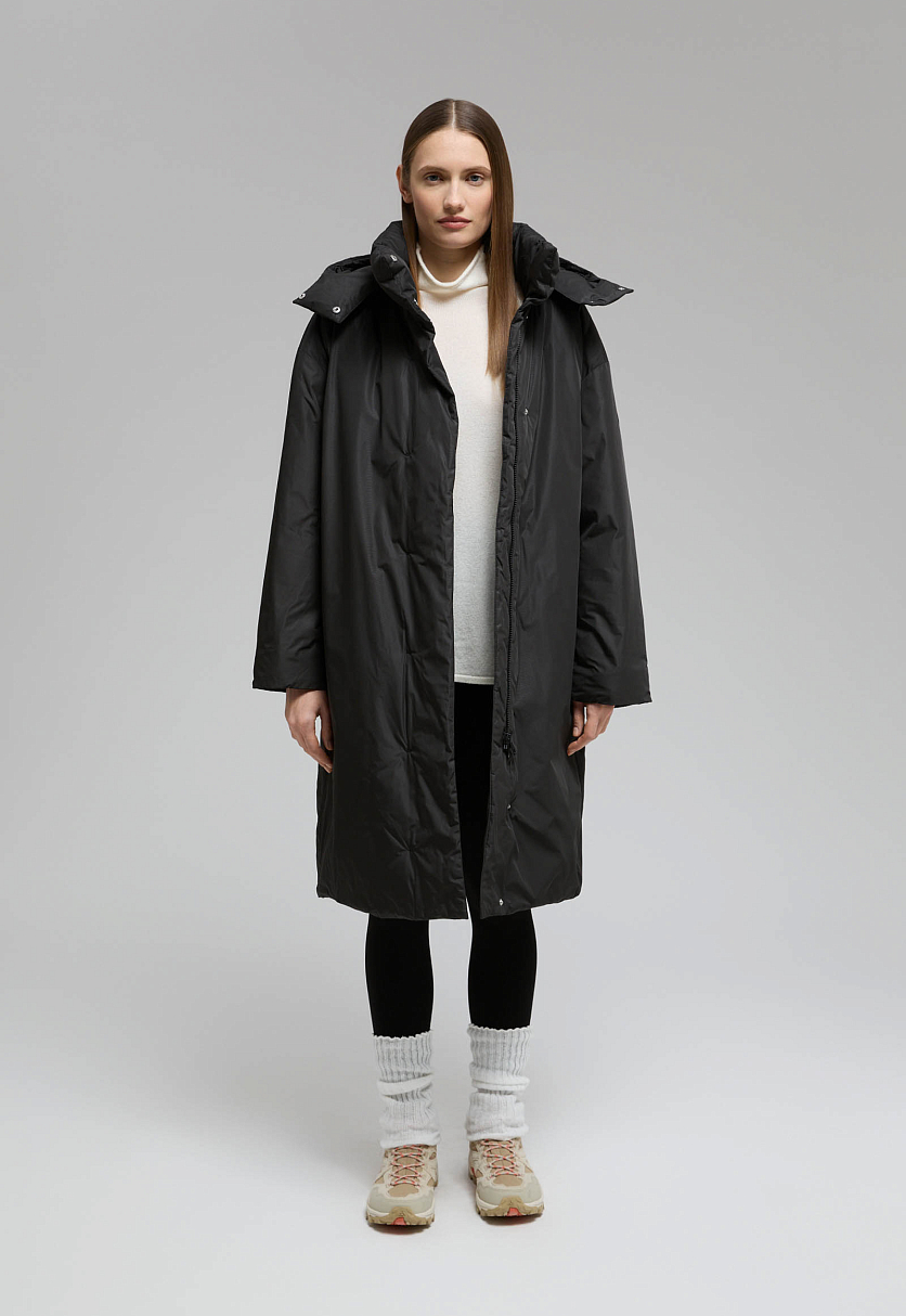 Пуховое пальто с переливающимся эффектом