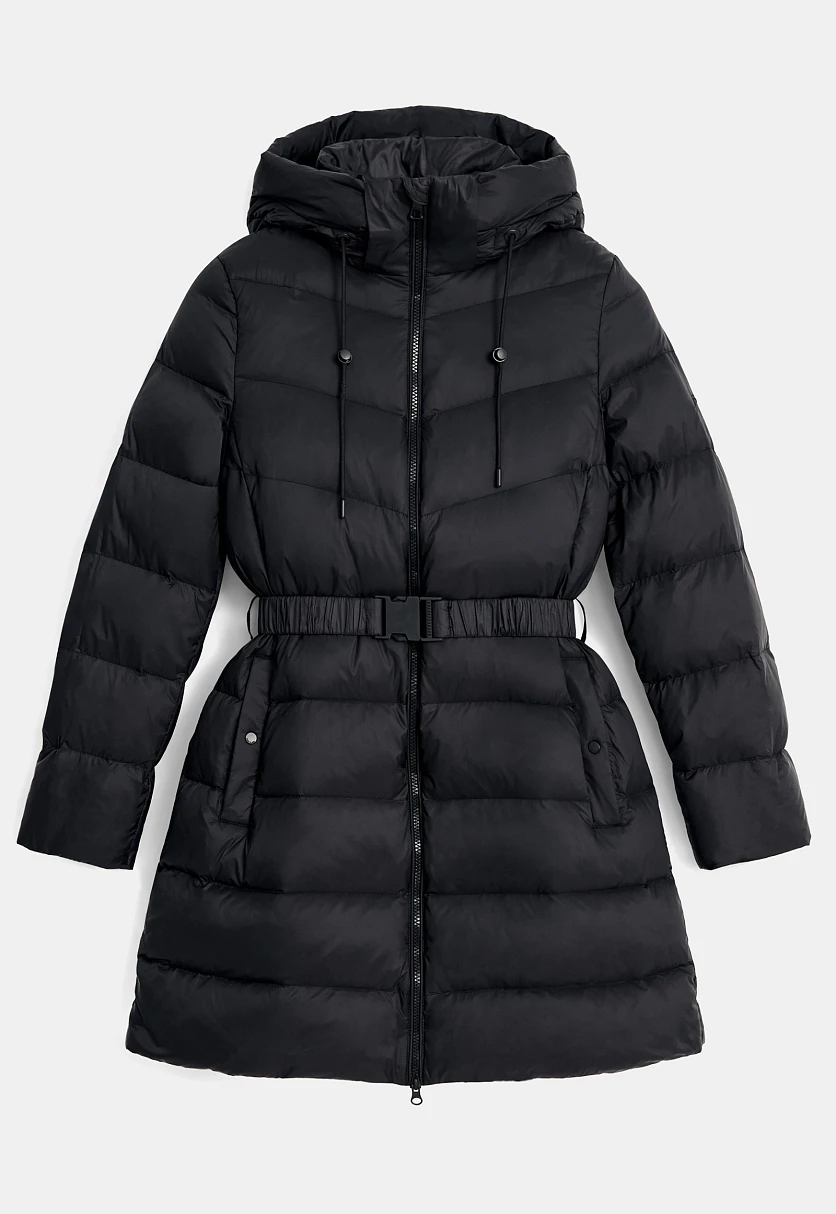 Пуховое полупальто с поясом приталенного силуэта, Модель FWE11086, Фото №9