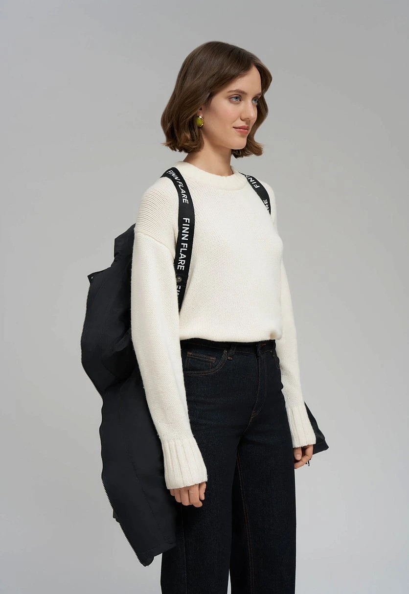 Пуховое полупальто с поясом приталенного силуэта, Модель FWE11086, Фото №10