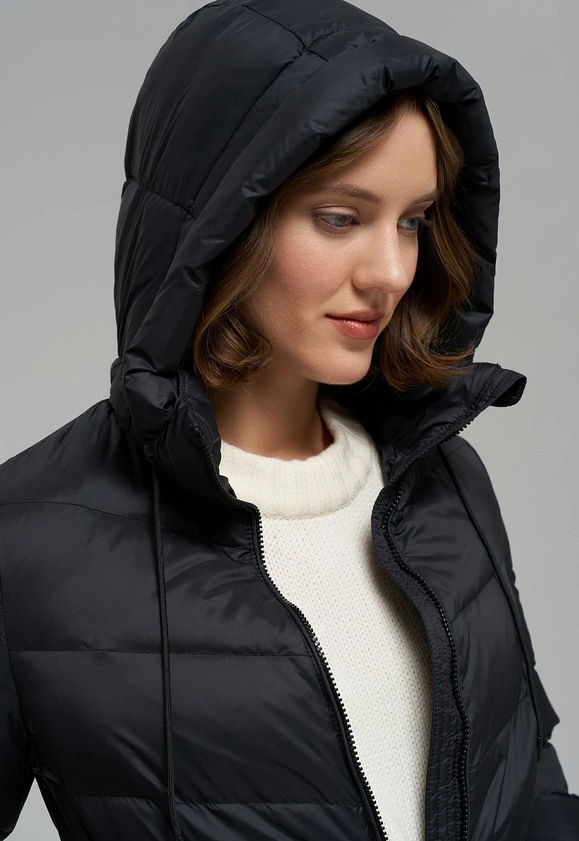 Пуховое полупальто с поясом приталенного силуэта, Модель FWE11086, Фото №5