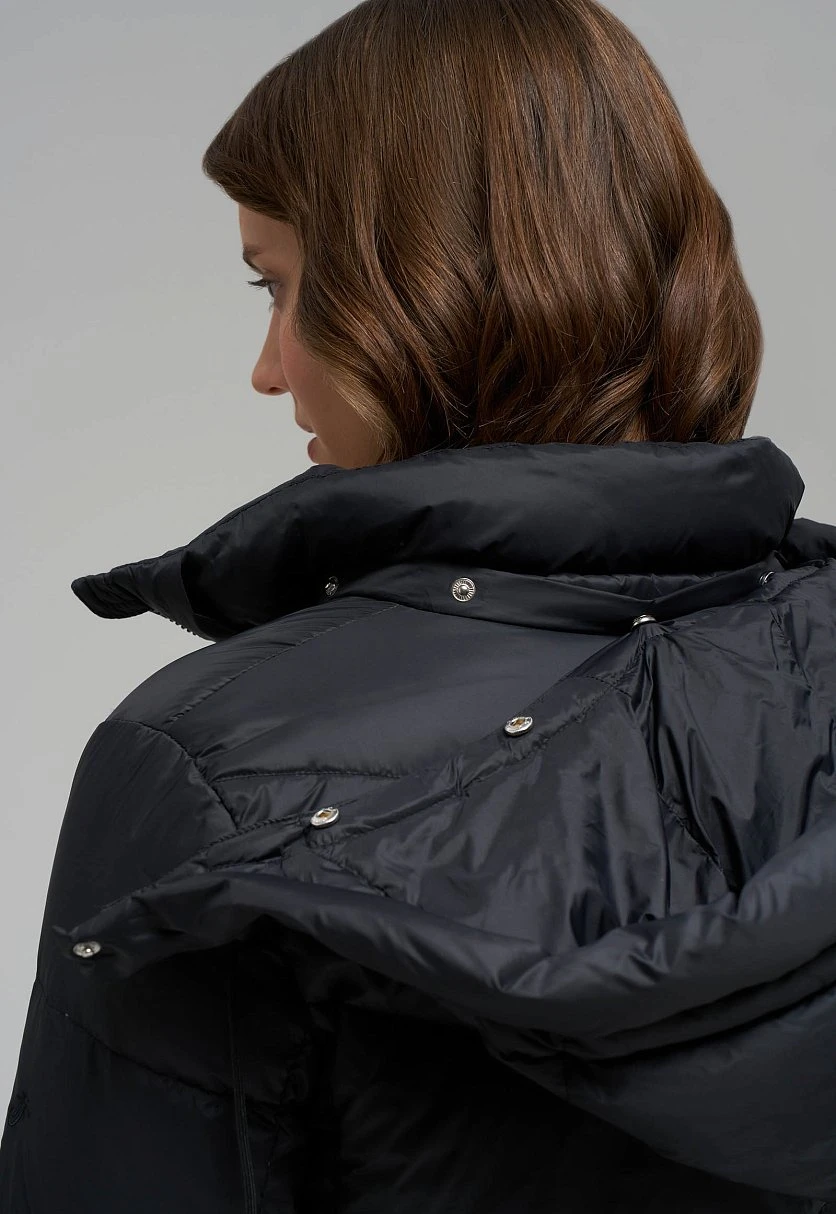 Пуховое полупальто с поясом приталенного силуэта, Модель FWE11086, Фото №6