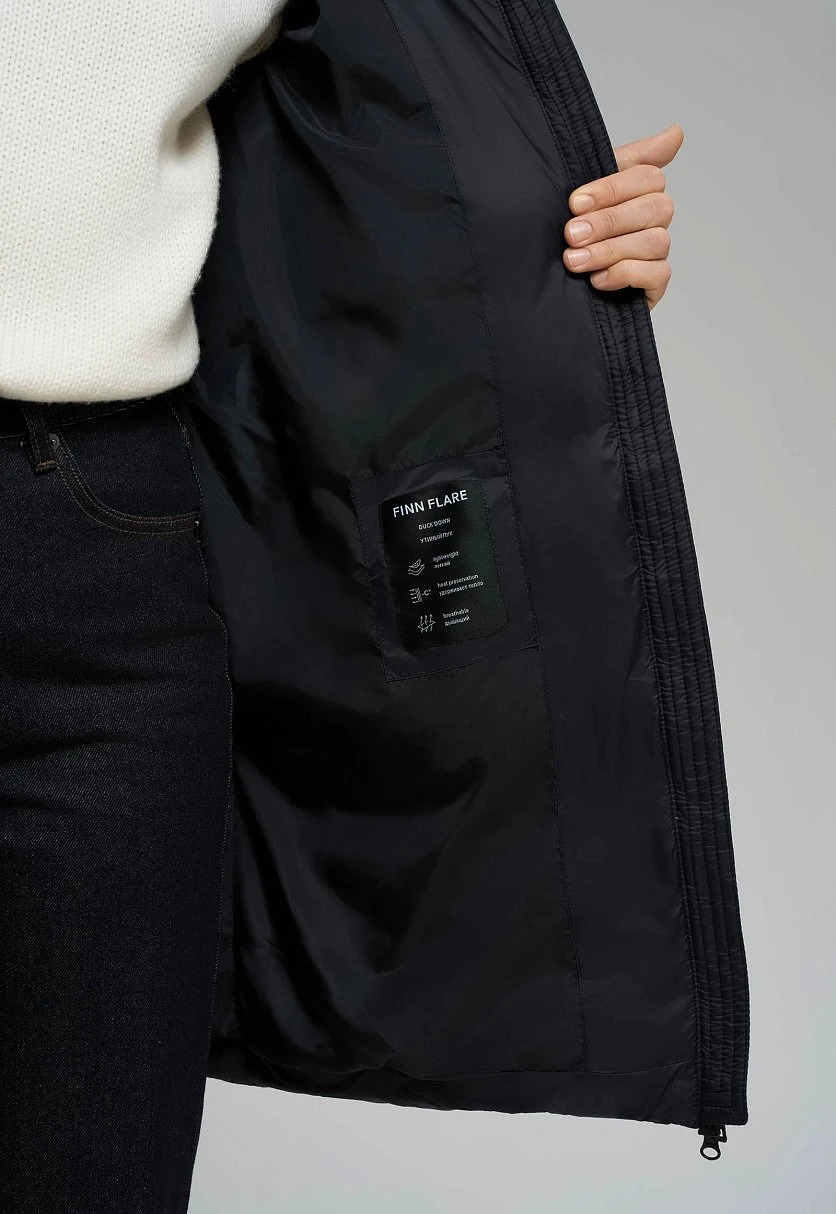 Пуховое полупальто с поясом приталенного силуэта, Модель FWE11086, Фото №7