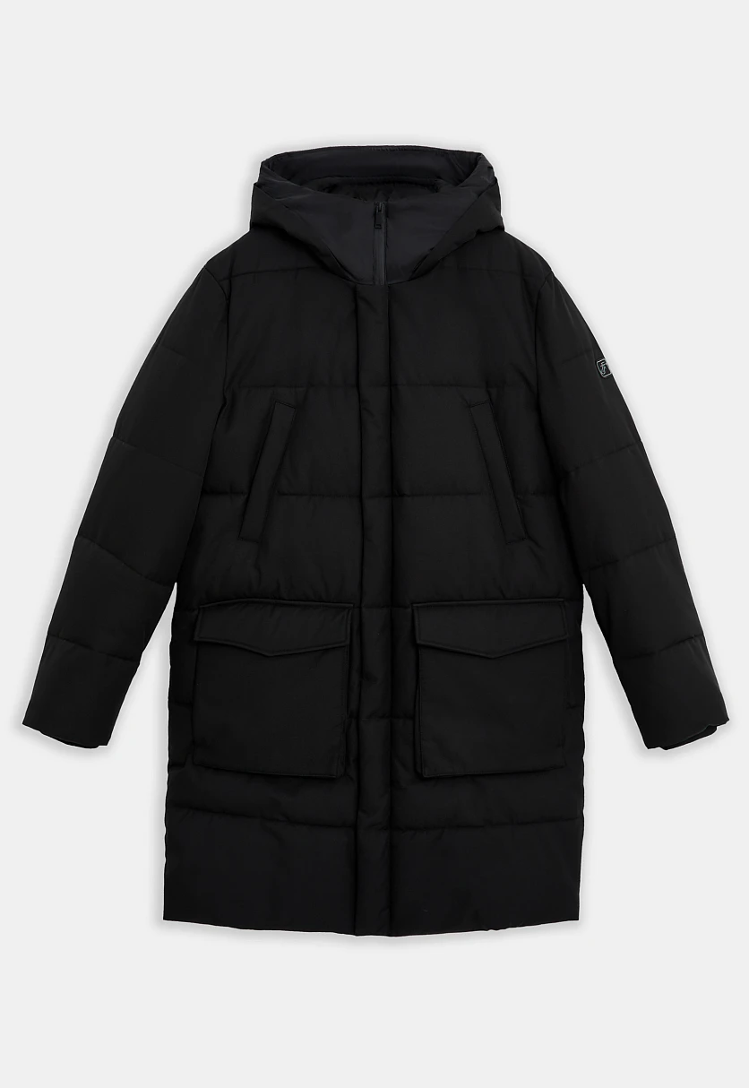 Утепленное пальто с накладными карманами Черный FWE21002Купить в интернет-магазине FINN FLARE, предосмотр фото №10 Утепленное пальто с накладными карманами, Модель FWE21002, Фото №10