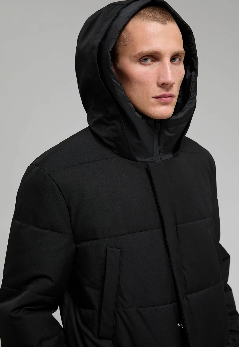 Утепленное пальто с накладными карманами Черный FWE21002Купить в интернет-магазине FINN FLARE, предосмотр фото №6 Утепленное пальто с накладными карманами, Модель FWE21002, Фото №6