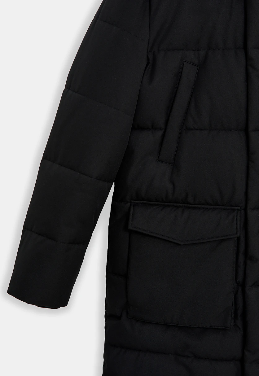 Утепленное пальто с накладными карманами Черный FWE21002Купить в интернет-магазине FINN FLARE, предосмотр фото №8 Утепленное пальто с накладными карманами, Модель FWE21002, Фото №8