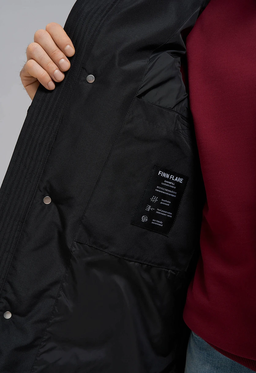 Утепленное полупальто с накладными карманами и капюшоном, Модель FWE21037, Фото №9