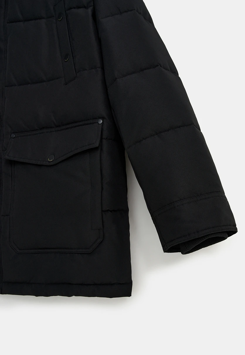 Утепленное полупальто с накладными карманами и капюшоном, Модель FWE21037, Фото №12