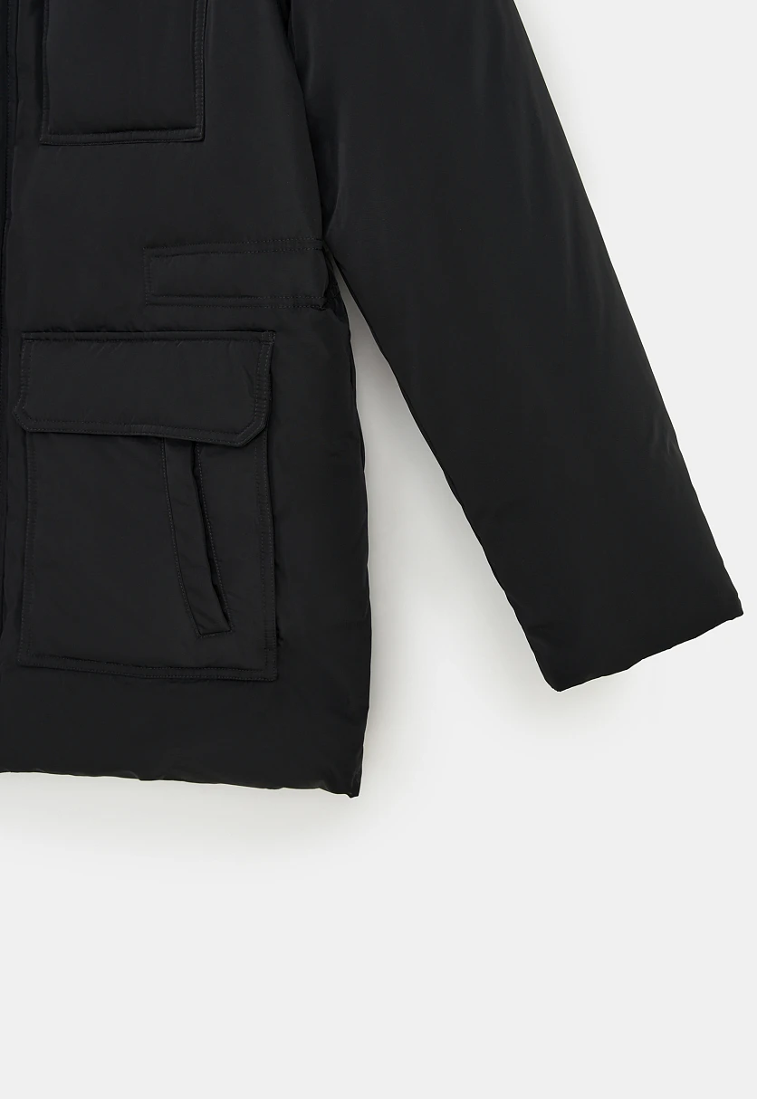 Пуховое пальто с накладными карманами Черный FWE21039Купить в интернет-магазине FINN FLARE, предосмотр фото №8 Пуховое пальто с накладными карманами, Модель FWE21039, Фото №8