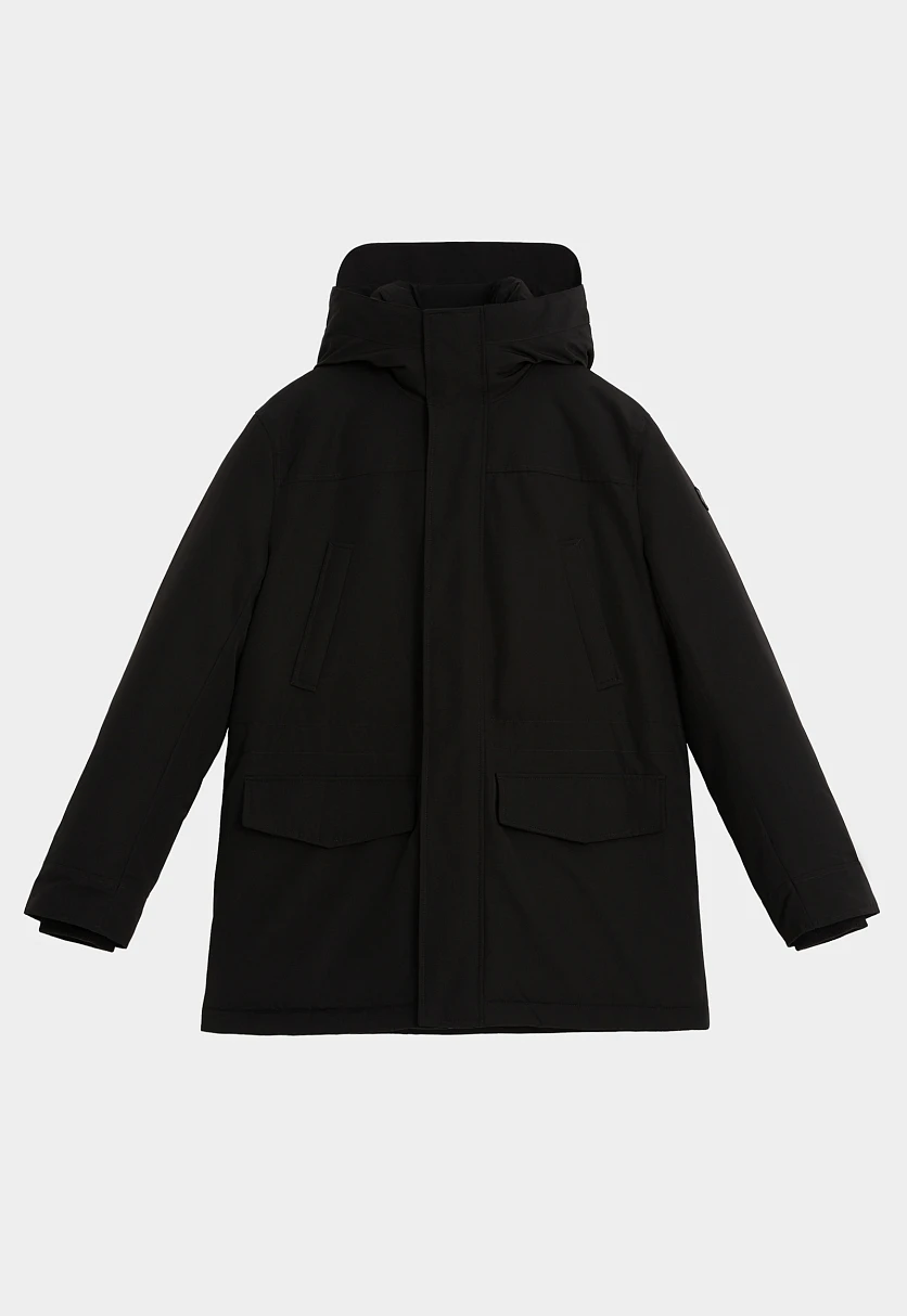 Пуховое полупальто с накладными карманами и капюшоном Черный FWE21046Купить в интернет-магазине FINN FLARE, предосмотр фото №8 Пуховое полупальто с накладными карманами и капюшоном, Модель FWE21046, Фото №8