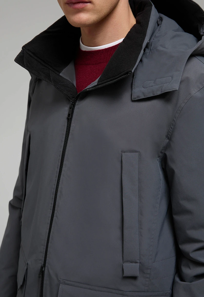 Пуховое пальто с накладными карманами Темно-Серый FWE21020Купить в интернет-магазине FINN FLARE, предосмотр фото №5 Пуховое пальто с накладными карманами, Модель FWE21020, Фото №5