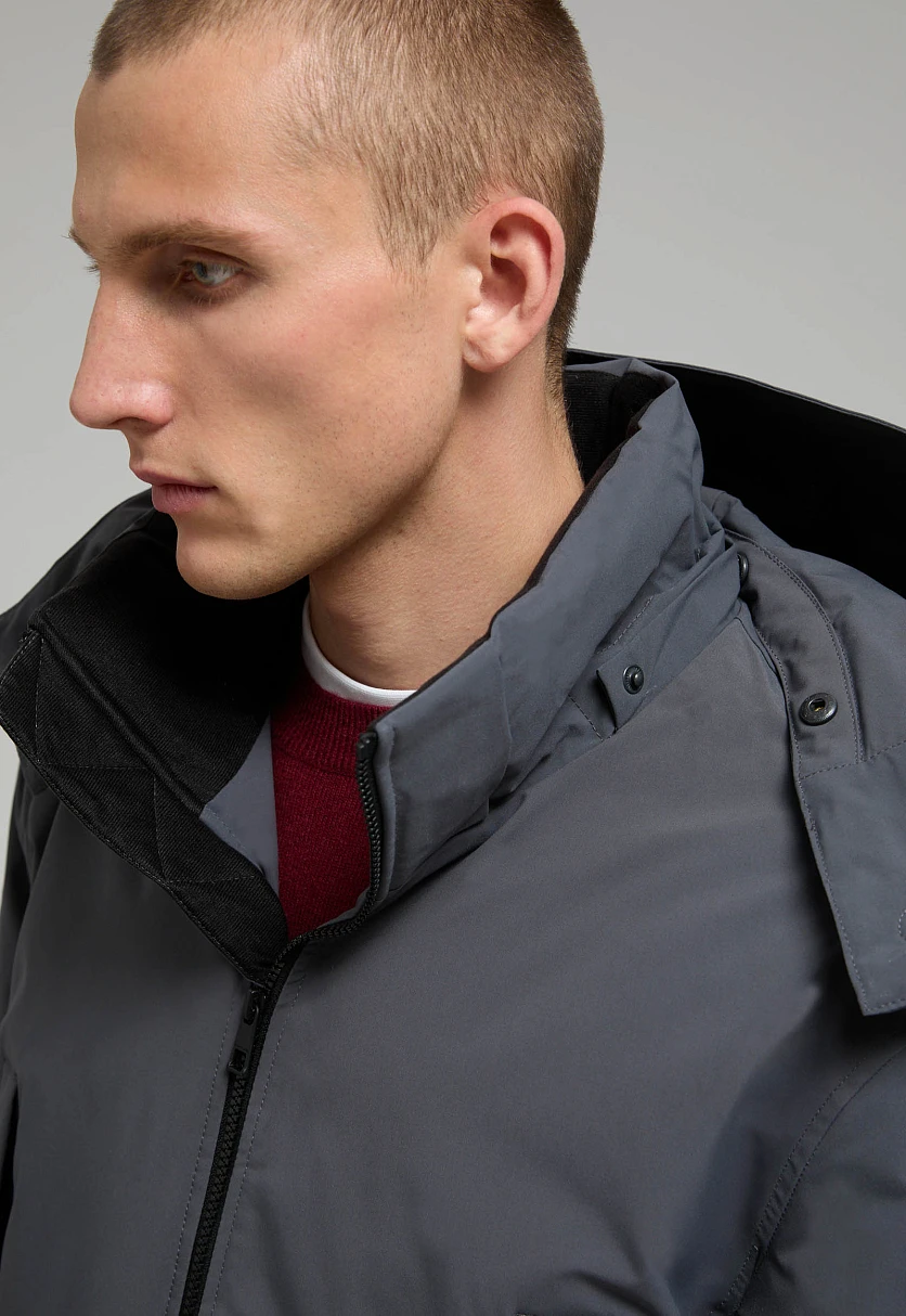 Пуховое пальто с накладными карманами Темно-Серый FWE21020Купить в интернет-магазине FINN FLARE, предосмотр фото №6 Пуховое пальто с накладными карманами, Модель FWE21020, Фото №6