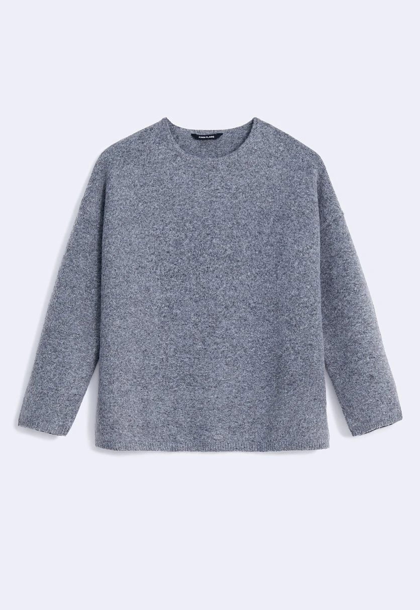 Джемпер свободного силуэта с округлой горловиной Темно-Серый меланж FWE11111Купить в интернет-магазине FINN FLARE, предосмотр фото №7 Джемпер свободного силуэта с округлой горловиной, Модель FWE11111, Фото №7