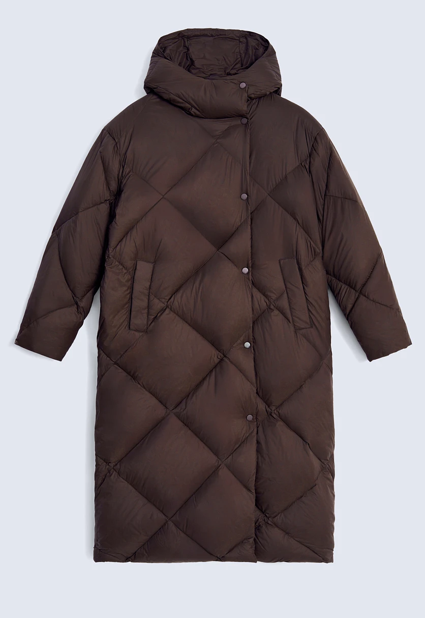 Пуховое пальто с капюшоном и воротником-стойкой, Модель FWE11007, Фото №9