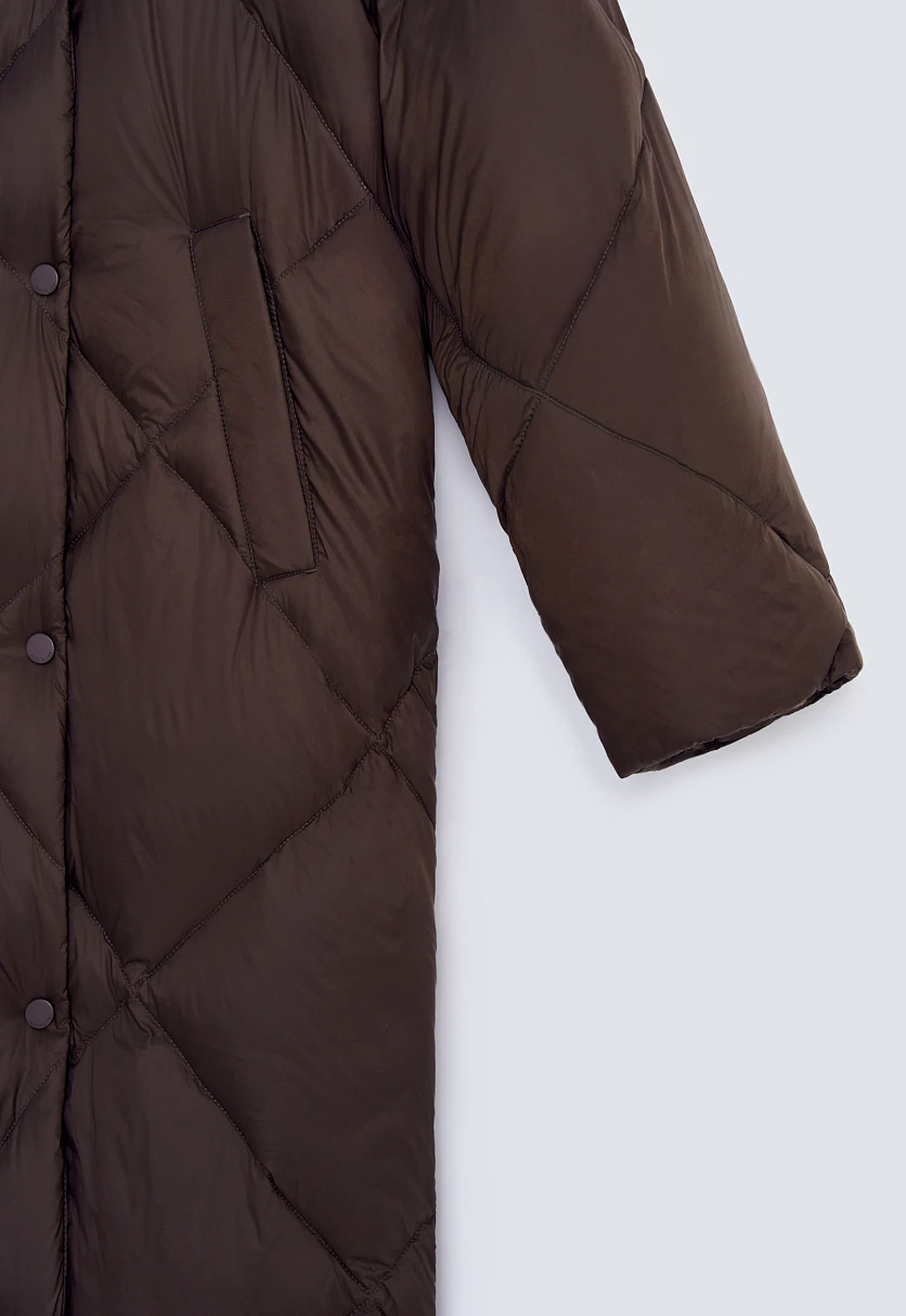 Пуховое пальто с капюшоном и воротником-стойкой, Модель FWE11007, Фото №8