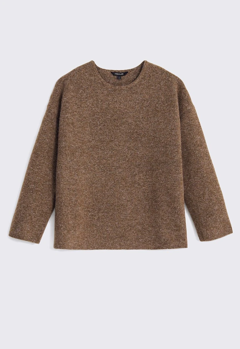 Джемпер свободного силуэта с округлой горловиной Коричневый FWE11111Купить в интернет-магазине FINN FLARE, предосмотр фото №7 Джемпер свободного силуэта с округлой горловиной, Модель FWE11111, Фото №7