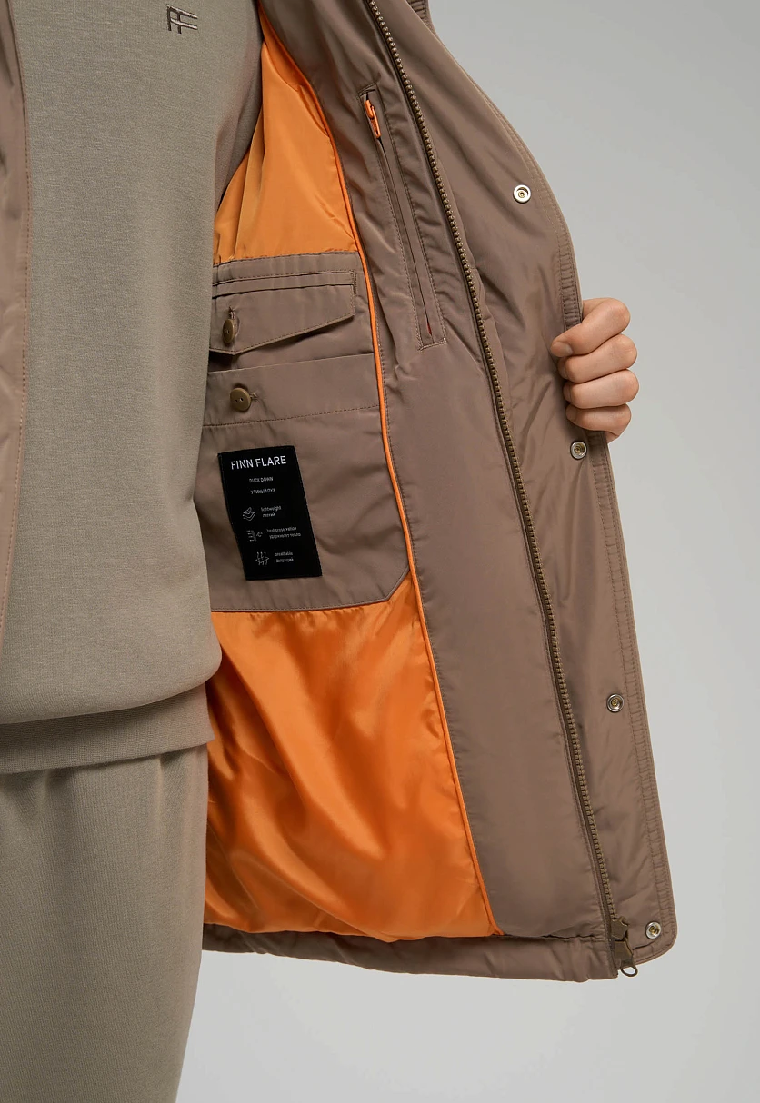 Пуховое полупальто со съемным капюшоном, Модель FWE21040, Фото №10