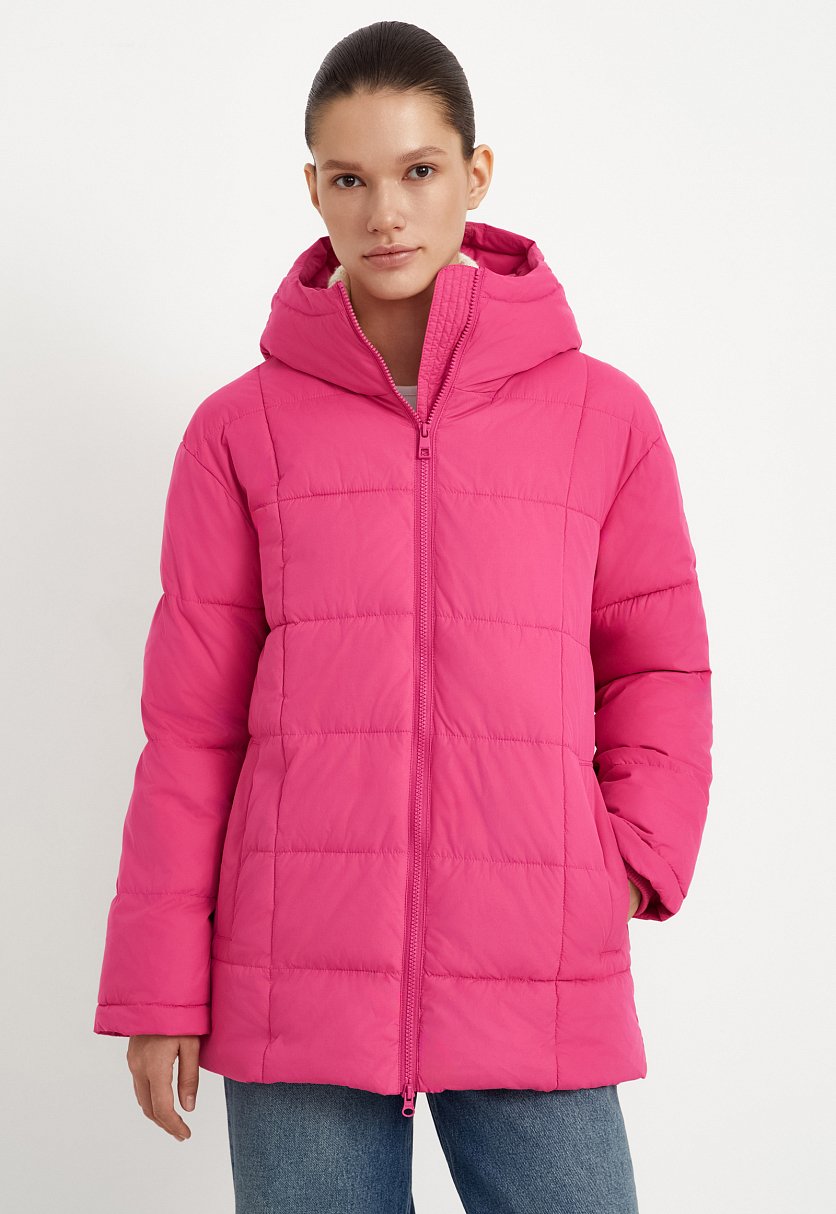 Утепленная куртка прямого силуэта