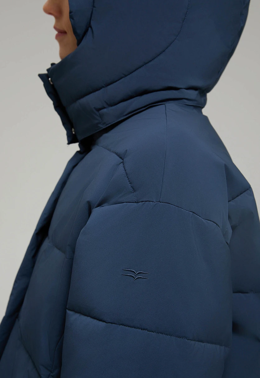 Куртка oversize силуэта с капюшоном Темно-cиний FWF11048Купить в интернет-магазине FINN FLARE, предосмотр фото №5 Куртка oversize силуэта с капюшоном, Модель FWF11048, Фото №5