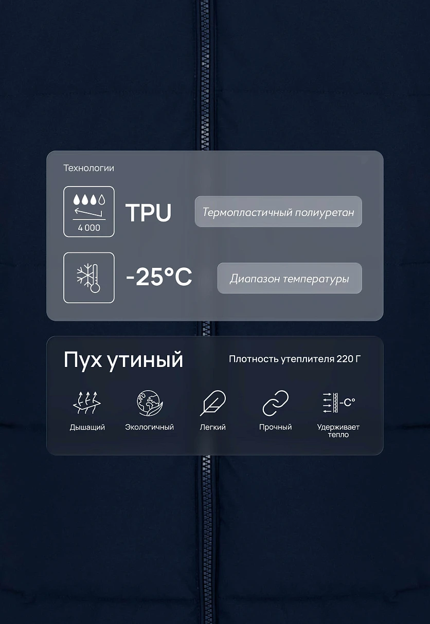 Длинный пуховик с натуральным пухом, Модель FWF11088, Фото №5