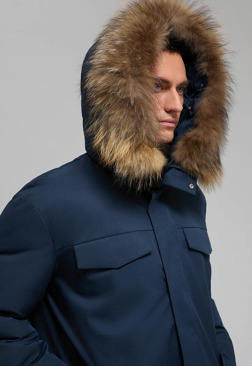 Длинный пуховик с натуральным пухом, Модель FWF21023, Фото №10