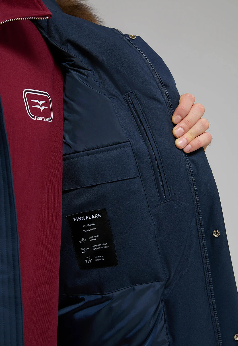 Длинный пуховик с натуральным пухом, Модель FWF21023, Фото №12