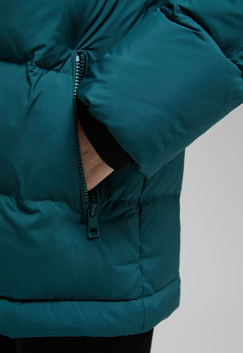 Пуховик с капюшоном и опушкой из натурального меха, Модель FWF11032, Фото №6