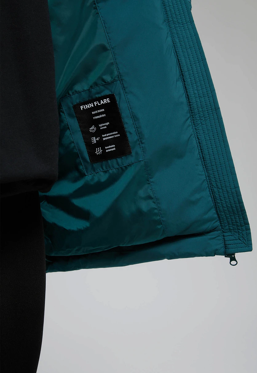 Пуховик с капюшоном и опушкой из натурального меха, Модель FWF11032, Фото №12