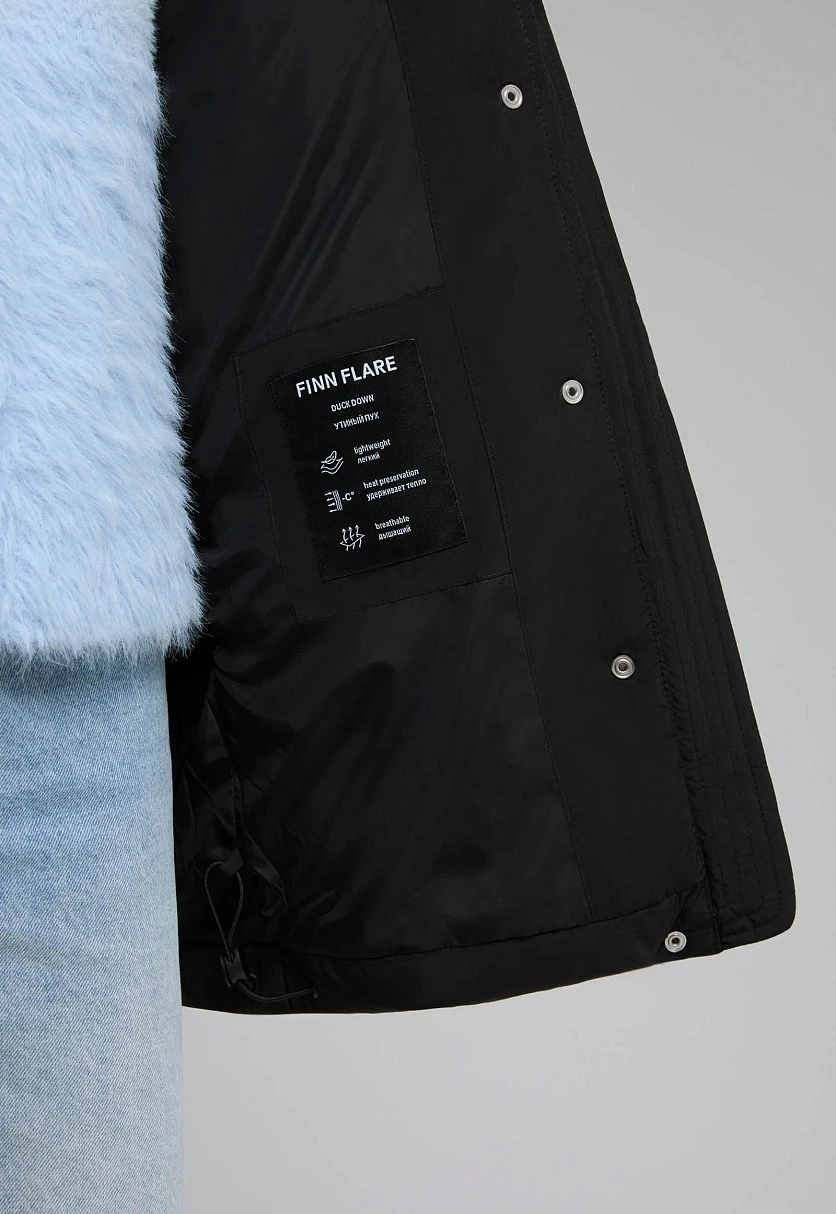 Удлиненный пуховик с натуральным пухом, Модель FWF11012, Фото №9