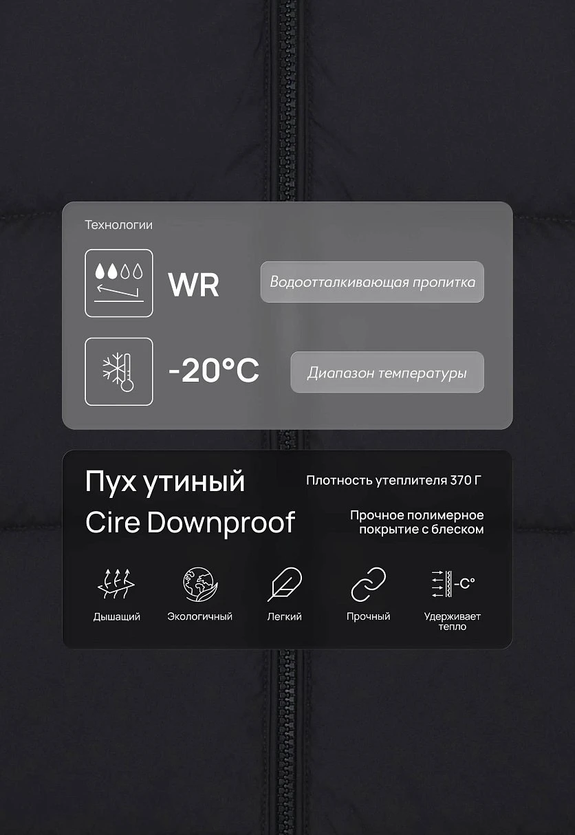 Пуховик с капюшоном и опушкой из натурального меха, Модель FWF11032, Фото №5