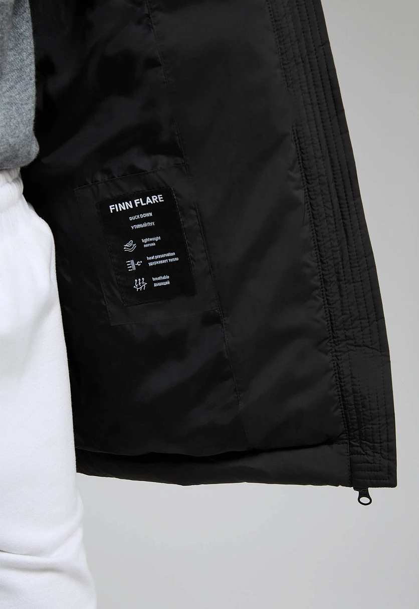 Пуховик с капюшоном и опушкой из натурального меха, Модель FWF11032, Фото №12