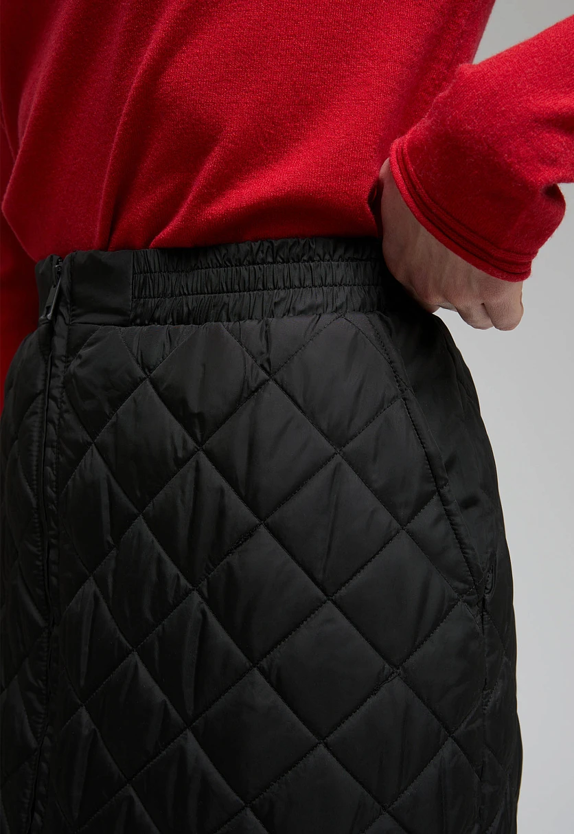 Утепленная стеганая юбка миди, Модель FWF11082, Фото №5