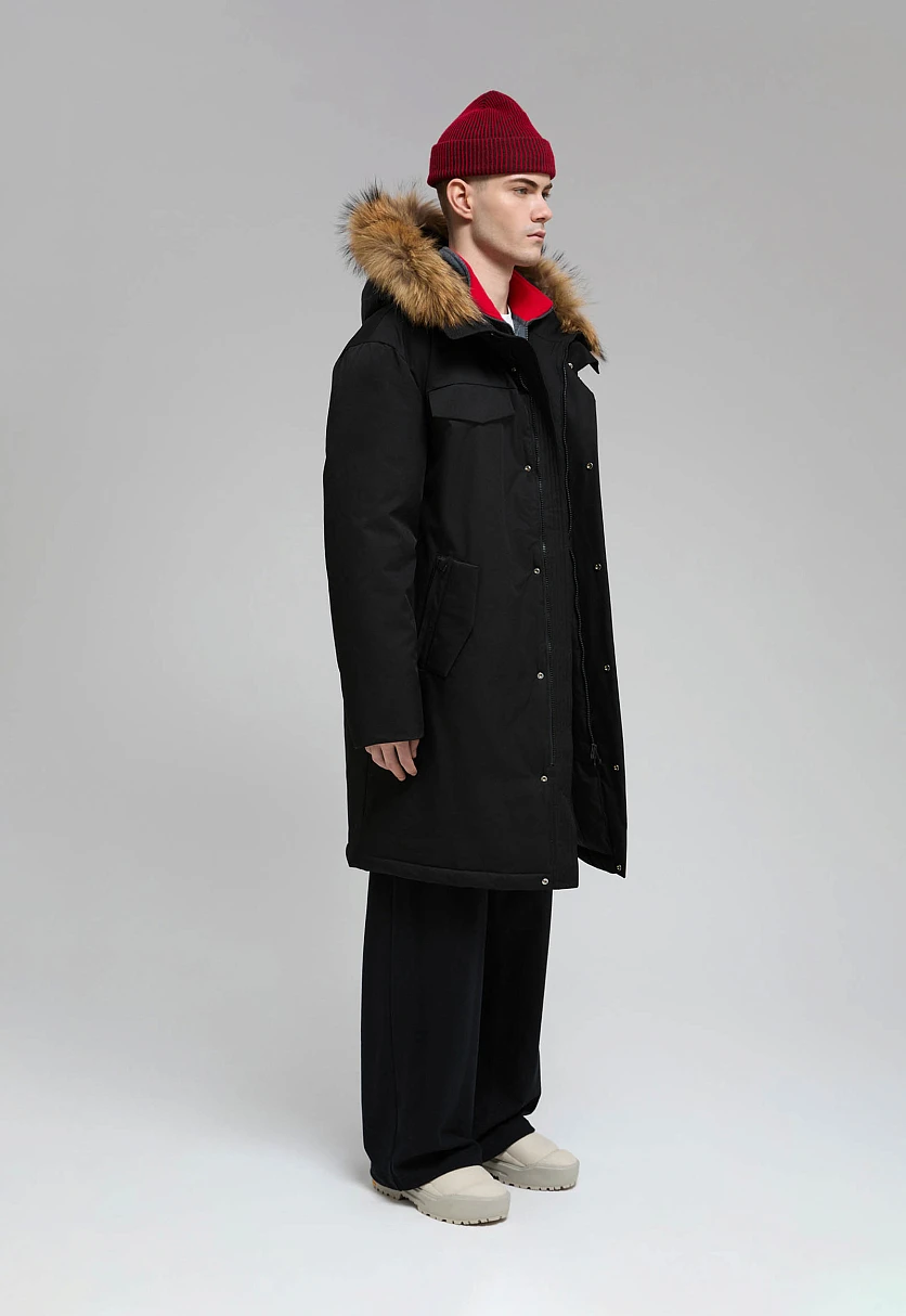 Длинный пуховик с натуральным пухом, Модель FWF21023, Фото №4