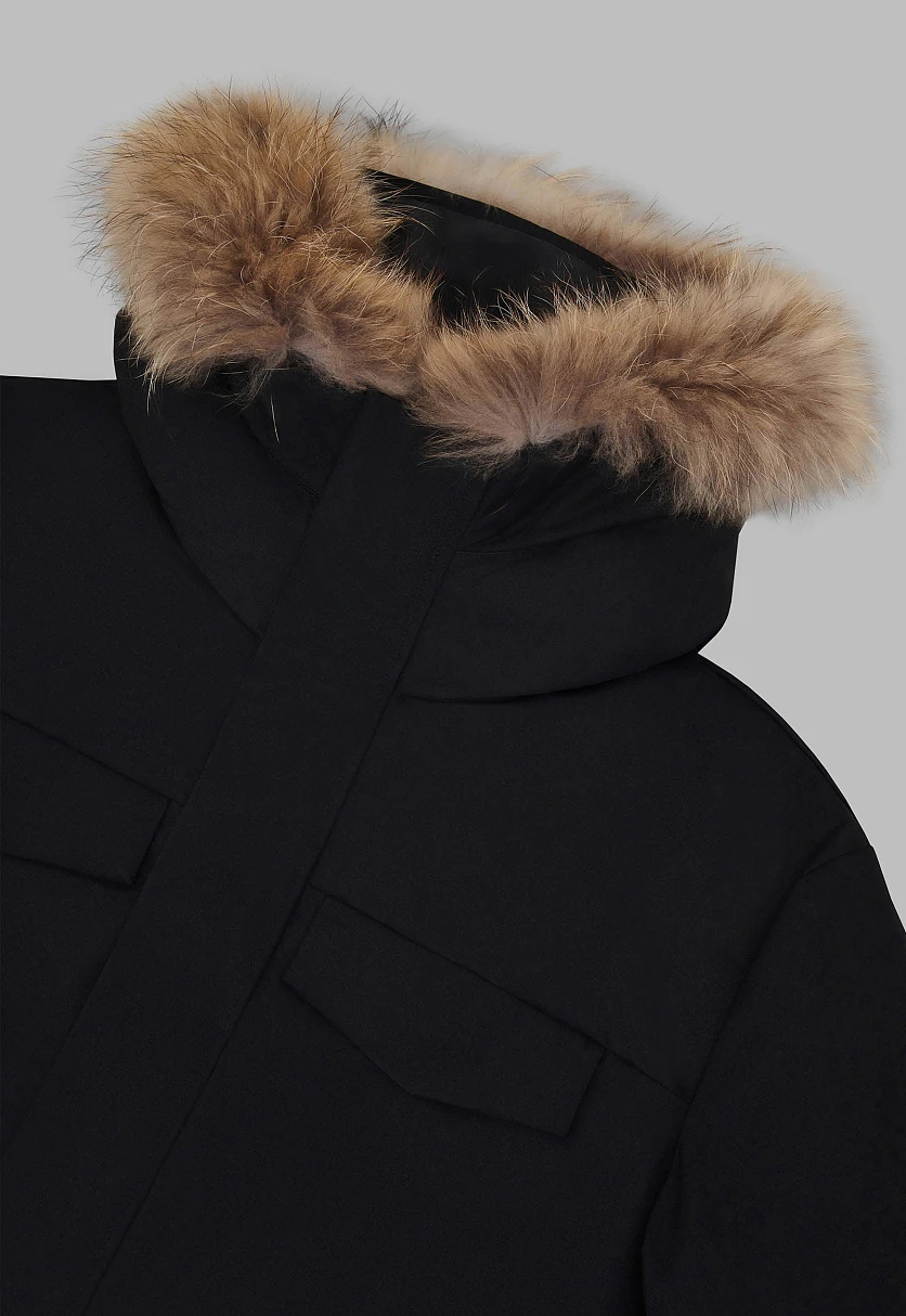 Длинный пуховик с натуральным пухом, Модель FWF21023, Фото №6