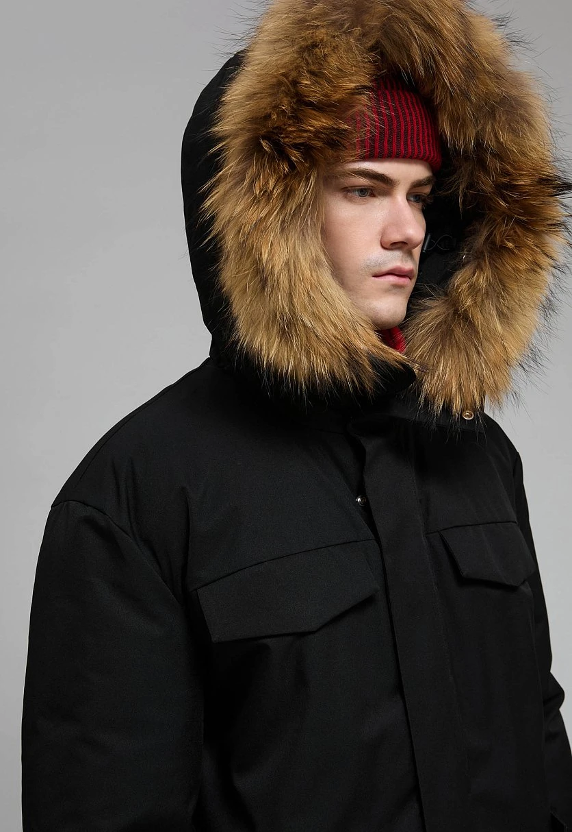 Длинный пуховик с натуральным пухом, Модель FWF21023, Фото №11