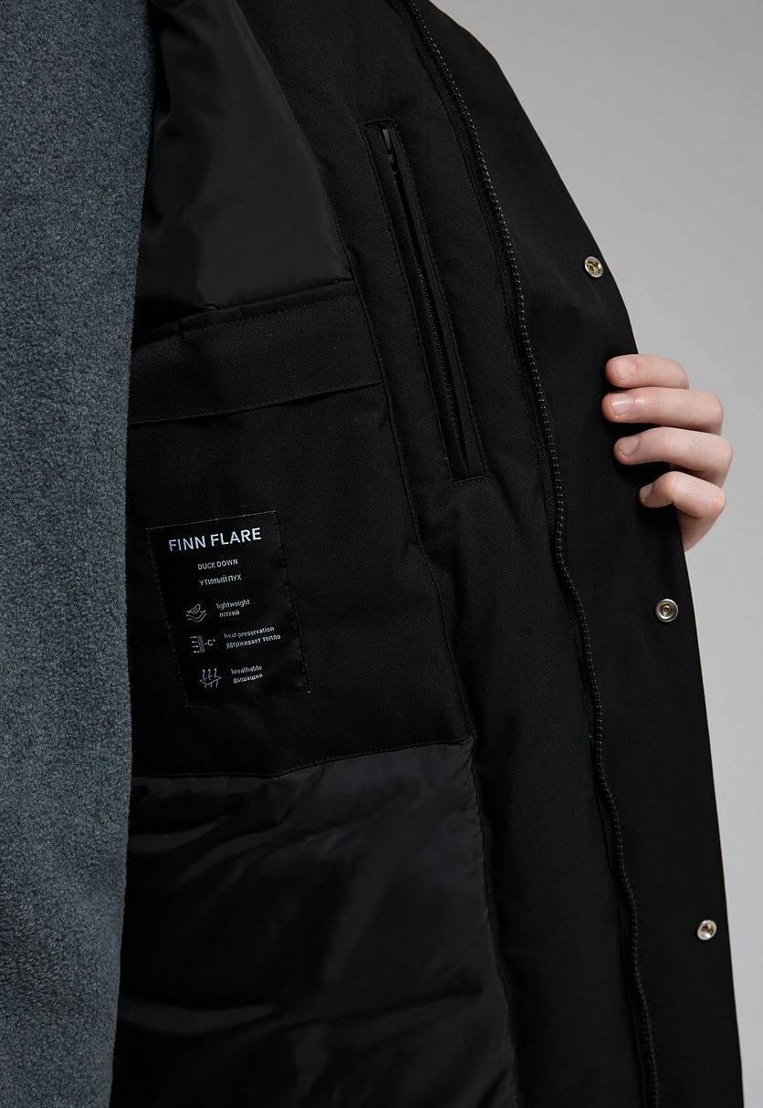 Длинный пуховик с натуральным пухом, Модель FWF21023, Фото №13