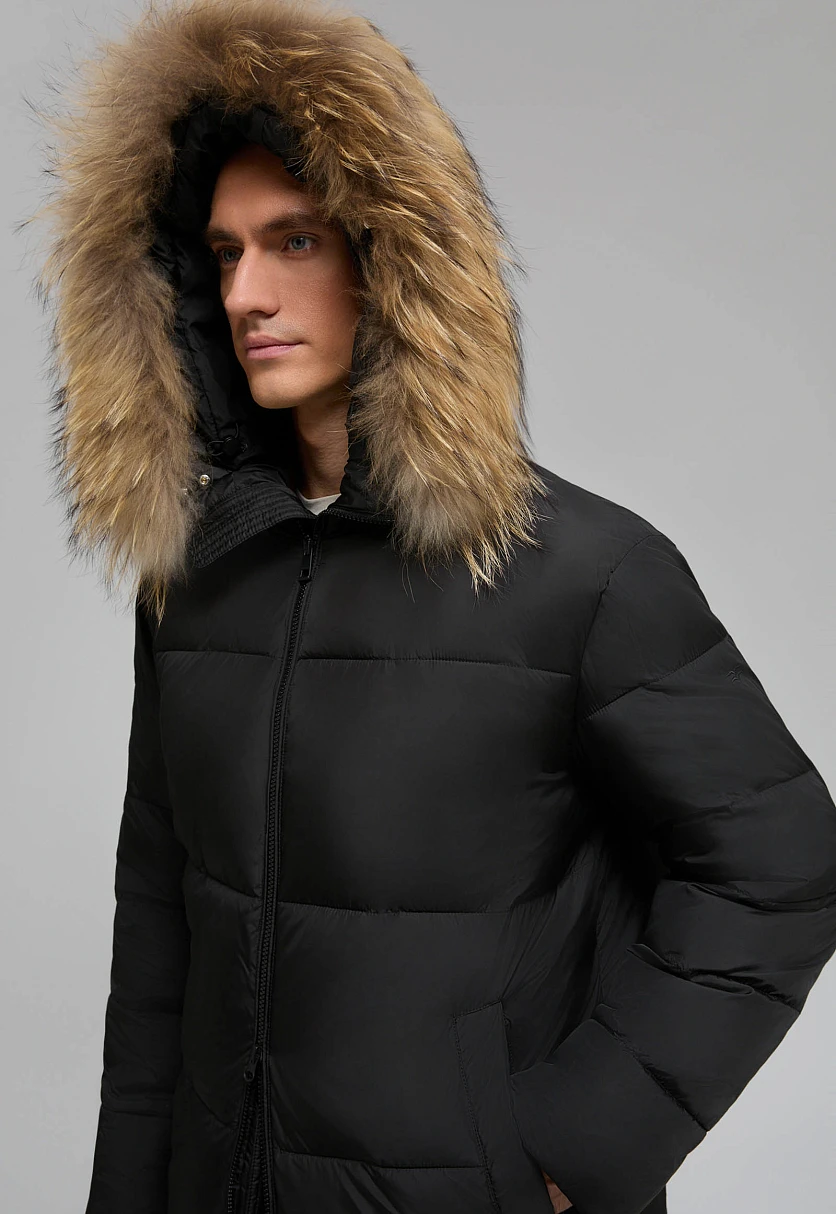 Стеганая куртка с капюшоном и меховой опушкой, Модель FWF21035, Фото №6