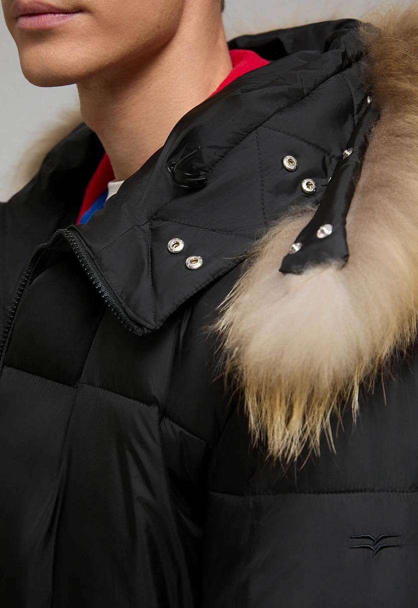 Стеганая куртка с капюшоном и меховой опушкой, Модель FWF21035, Фото №7