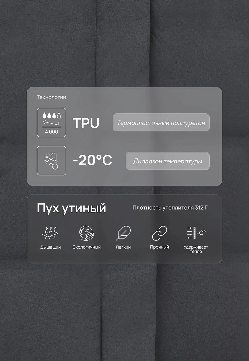 Длинный пуховик с натуральным пухом, Модель FWF11086, Фото №5