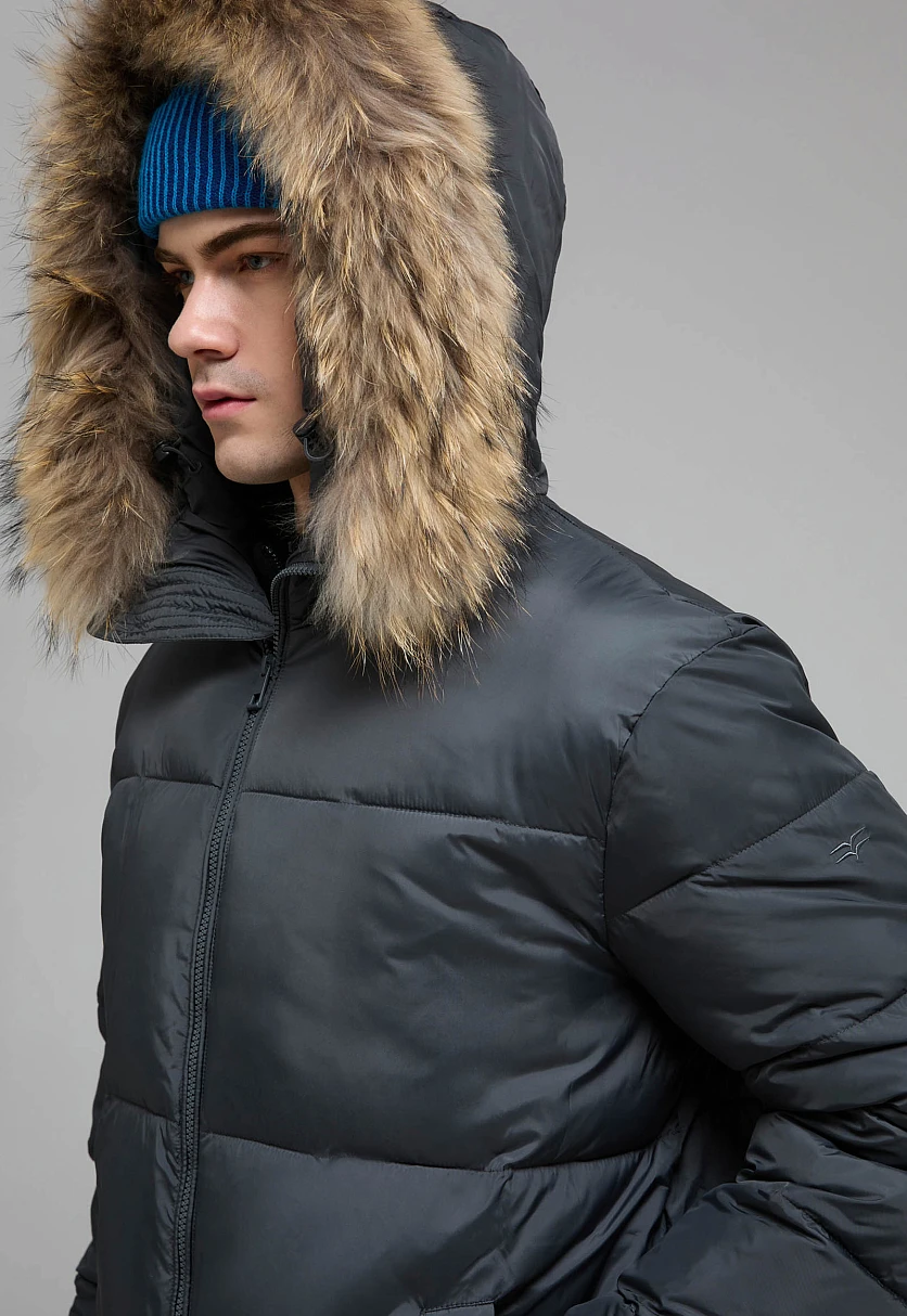 Стеганая куртка с капюшоном и меховой опушкой, Модель FWF21035, Фото №6