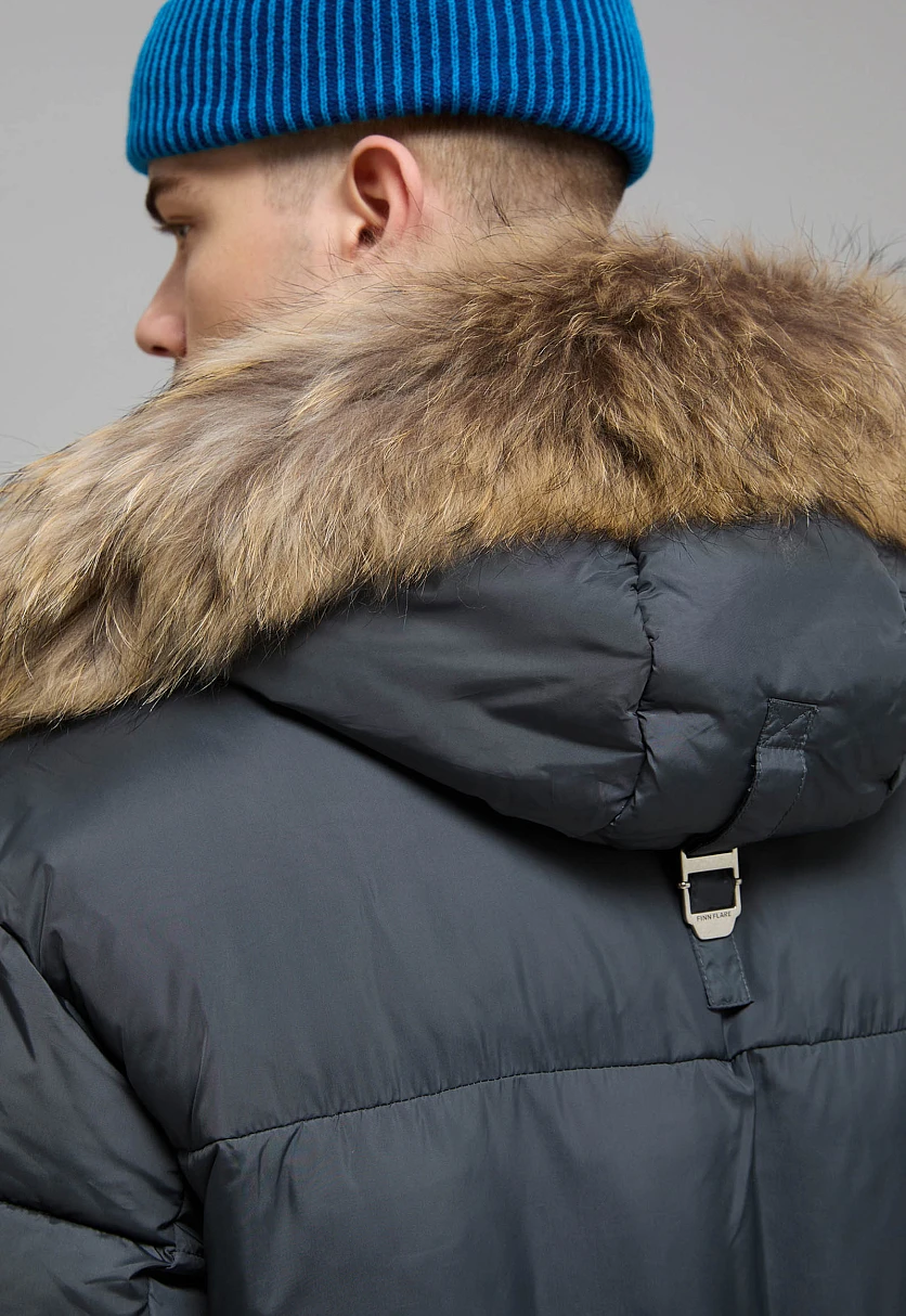 Стеганая куртка с капюшоном и меховой опушкой, Модель FWF21035, Фото №7