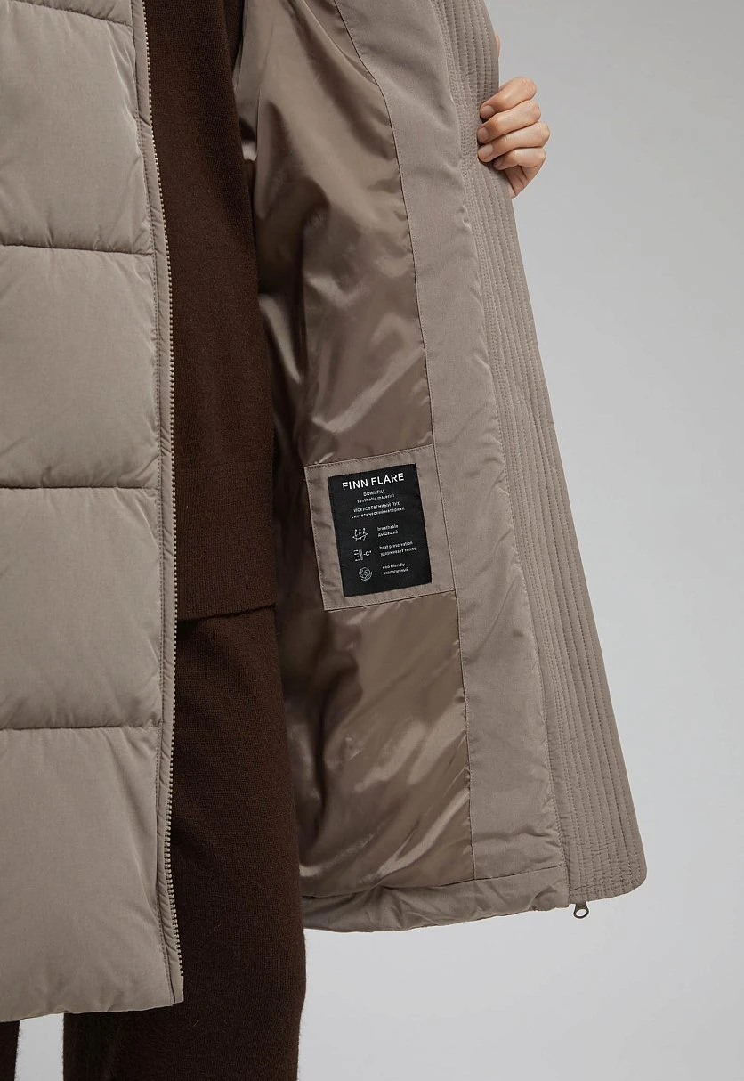 Длинный пуховик с капюшоном, Модель FWF11084, Фото №6