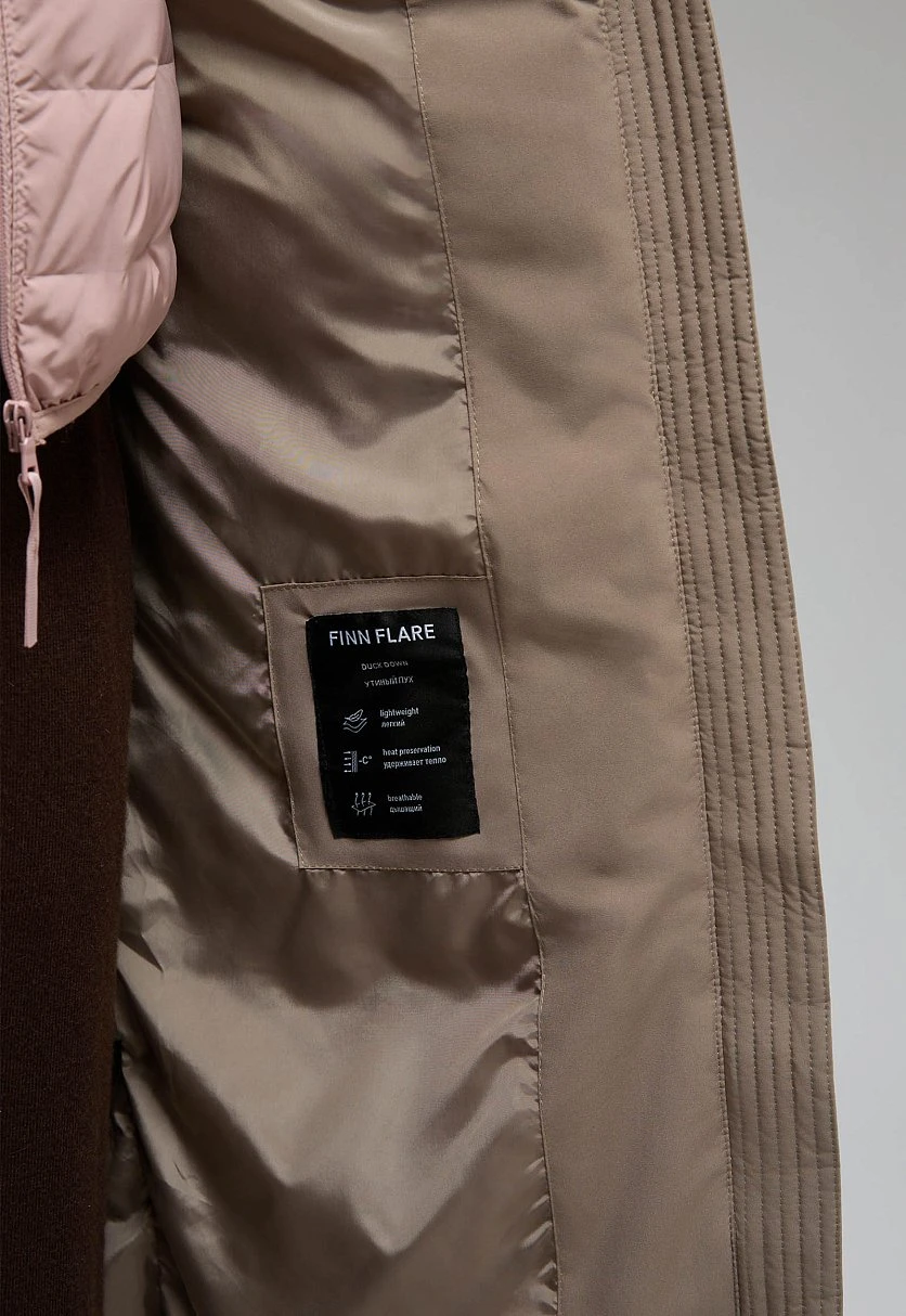 Длинный пуховик с натуральным пухом, Модель FWF11088, Фото №9