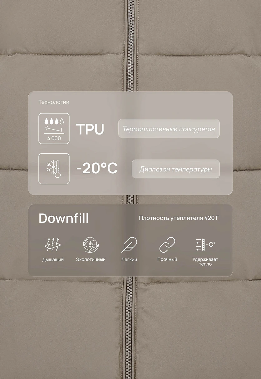 Утепленное полупальто с капюшоном, Модель FWF11091, Фото №5