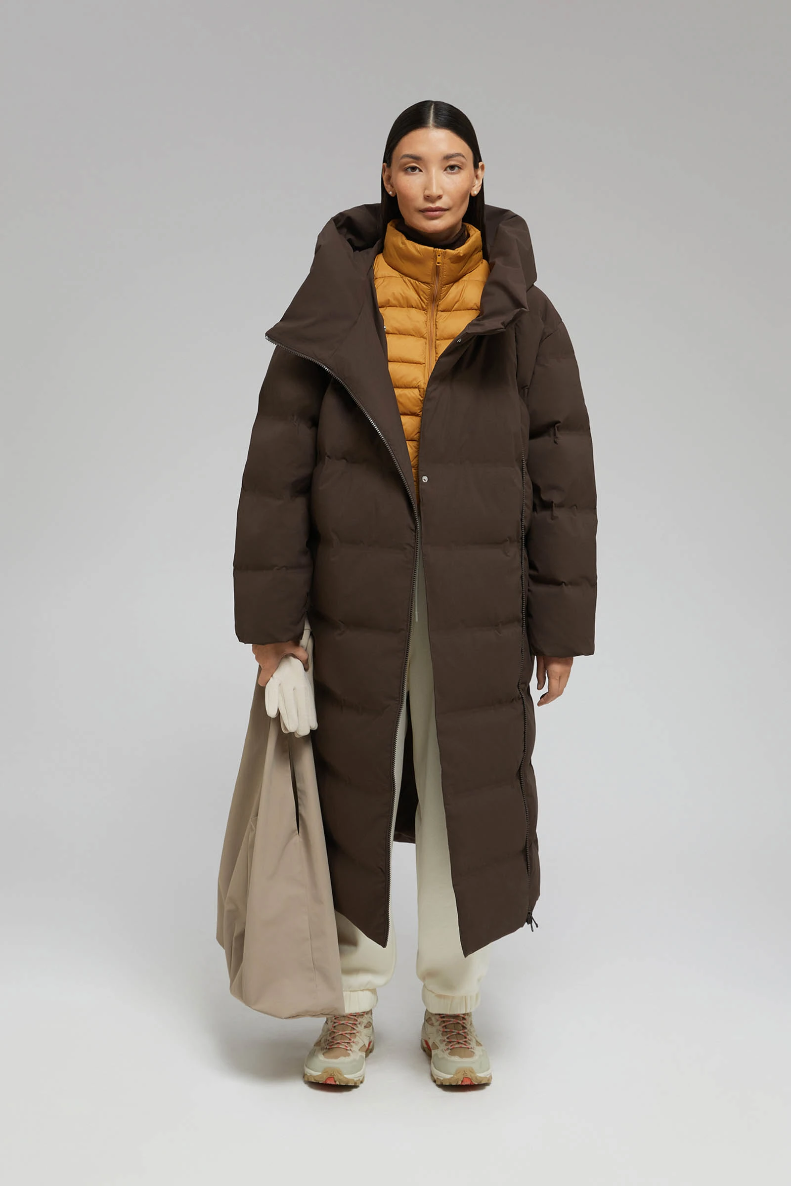 Длинный пуховик с натуральным пухом, Модель FWF11003, Фото №1