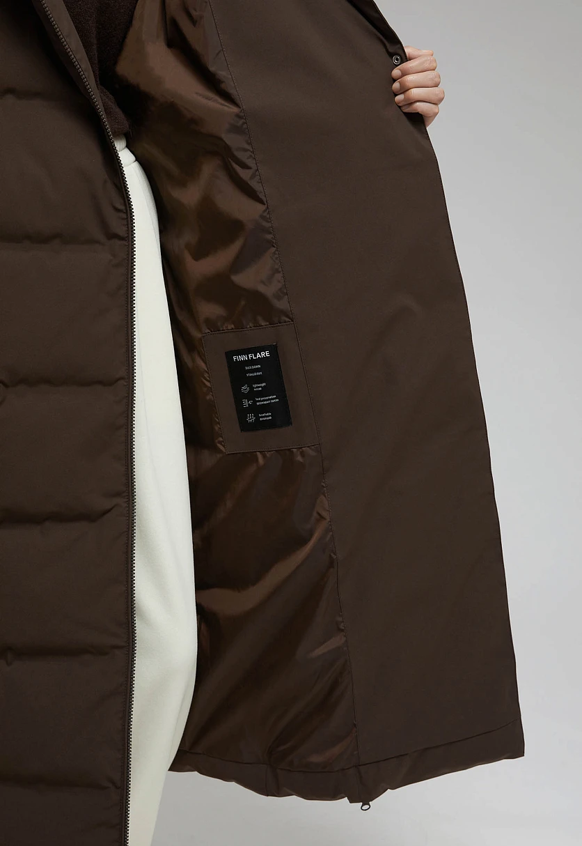 Длинный пуховик с натуральным пухом, Модель FWF11003, Фото №6