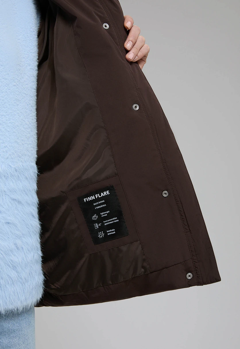 Стеганый пуховик с натуральным пухом, Модель FWF11005, Фото №6