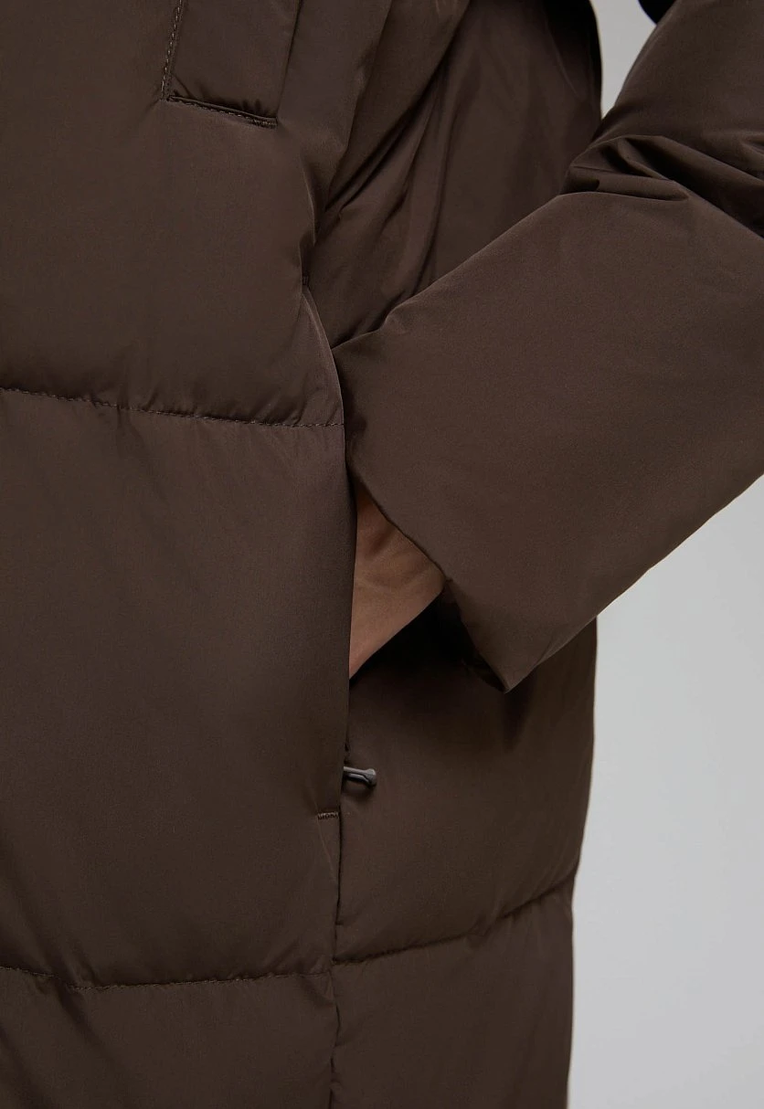 Удлиненный пуховик с натуральным пухом, Модель FWF11012, Фото №5